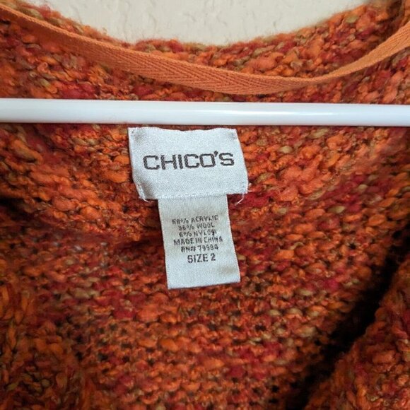 Y2K Chico's Women's Chunky Marled Knit Sweater Button Down L Sleeveless Collared - Picture 4 of 5